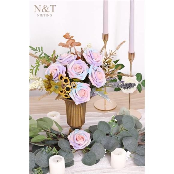 Artificial Flowers, 25Pcs Fake Flowers Roses Perfect for DIY Wedding Bouquets - Picture 4 of 6